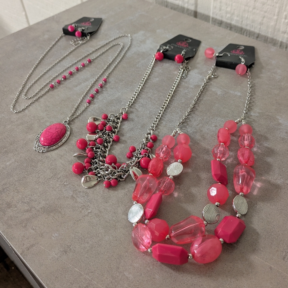Paparazzi Pink and Silver Necklace Bundle